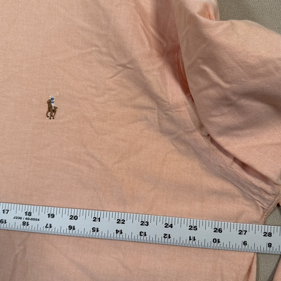 Ralph Lauren Yarmouth Long Sleeve Button Shirt Orange Flesh Pony 17/34-35 Office - Picture 3 of 6